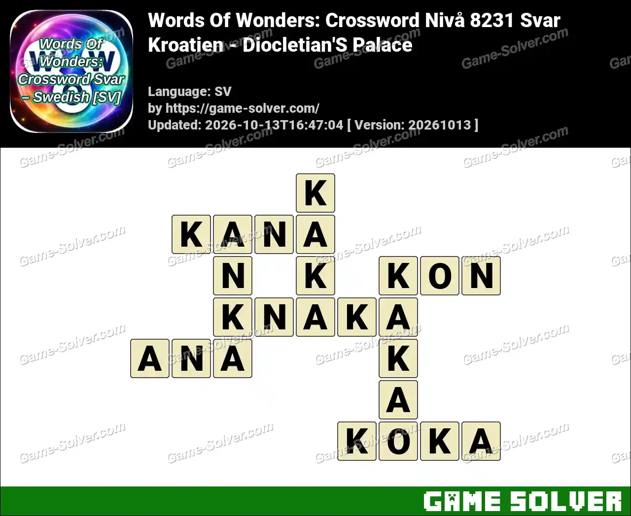 Words Of Wonders: Crossword Nivå 8231 Svar – Kroatien – Diocletian’S Palace